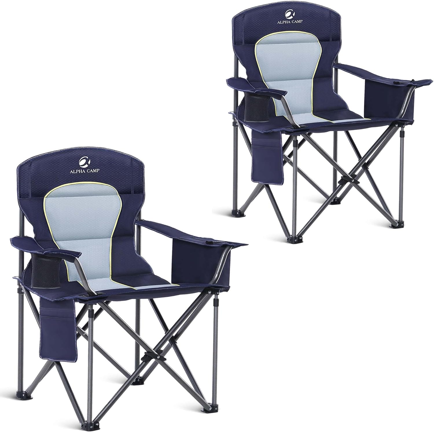 ALPHA CAMP Oversized Camping Folding Chair Heavy Duty Lawn Chair with Cooler Bag