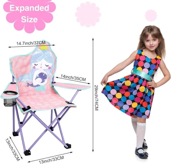 KABOER Kids Outdoor Folding Lawn and Camping Chair with Cup Holder and Carrying Bag, Children's Camping Chairs - Image 2