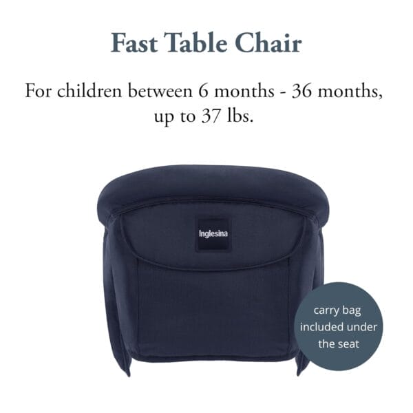 Inglesina Fast Table Chair, Navy - Portable Baby High Chair - for Babies & Toddlers up to 37 lbs - Collapsible Design - Fits Tables 0.8'' to 3.5'' Thick - Compact & Easy to Use - Travel Bag Included - Image 2