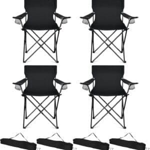 HaSteeL Camping Chairs 4 Pack, Oversized Folding Chair with Cup Holders for Adults, Portable Chair & Carry Bag for Outdoor Backyard, Beach, Lawn, Patio, Picnic, Fishing, Oxford Fabric & Heavy Duty