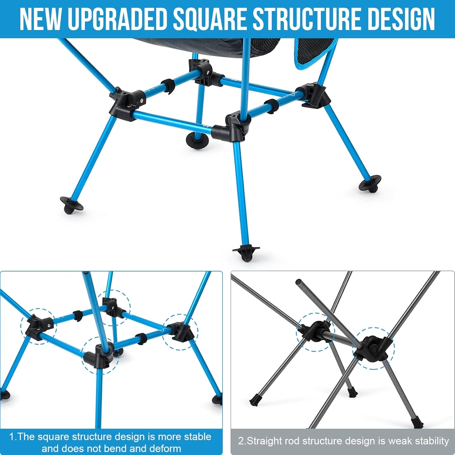 G4Free 2Pack Lightweight Portable High Back Camp Chair, Folding Chair Lawn Chair Heavy Duty 330lbs with Headrest & Pocket for Outdoor Camp Travel Beach Travel Hiking - Image 7