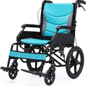 Magshion Foldable Transport Wheelchair for Adults 250 Lbs, Lightweight Transport Chair for Seniors, Portable Wheel Chair with Removable Cushion, Push-to-Lock & Hand Brakes, 17.5" Seat (Black Frame)