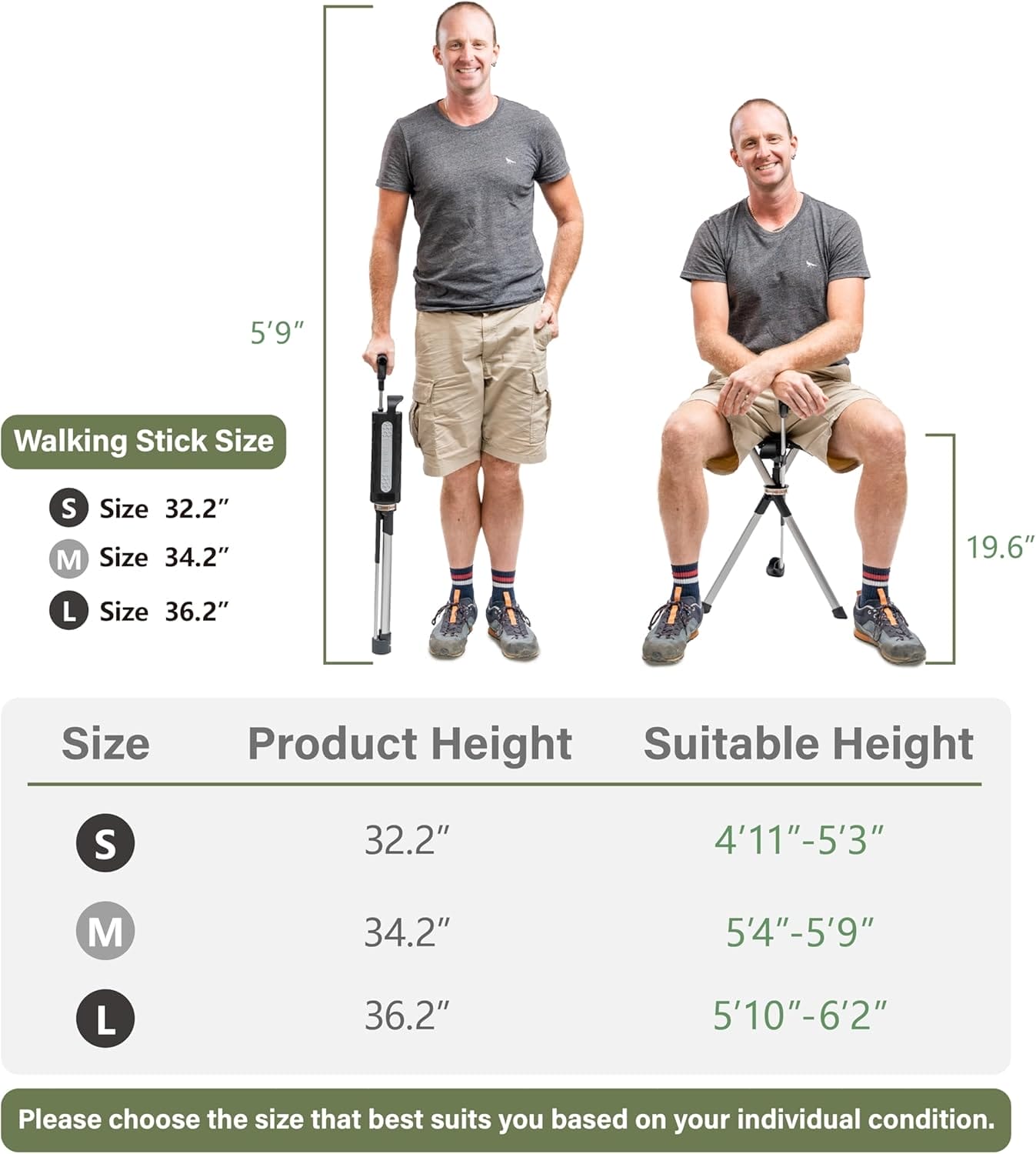 STEP2GOLD Ta-Da Chair Series 2- Portable Walking Stick, Cane with Seat, Foldable Chair, Hiking Stick, for Camping, Hiking, Lightweight Aluminum, Easy Carry, Anti-Slip - Image 3