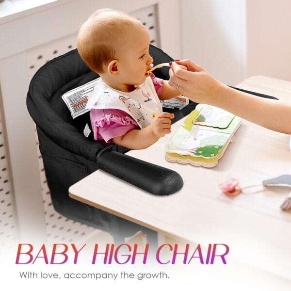 Hook on High Chair,Portable Foldable High Chair for Babies 6-36 Months, Includes Storage Bag (Black) - Image 6