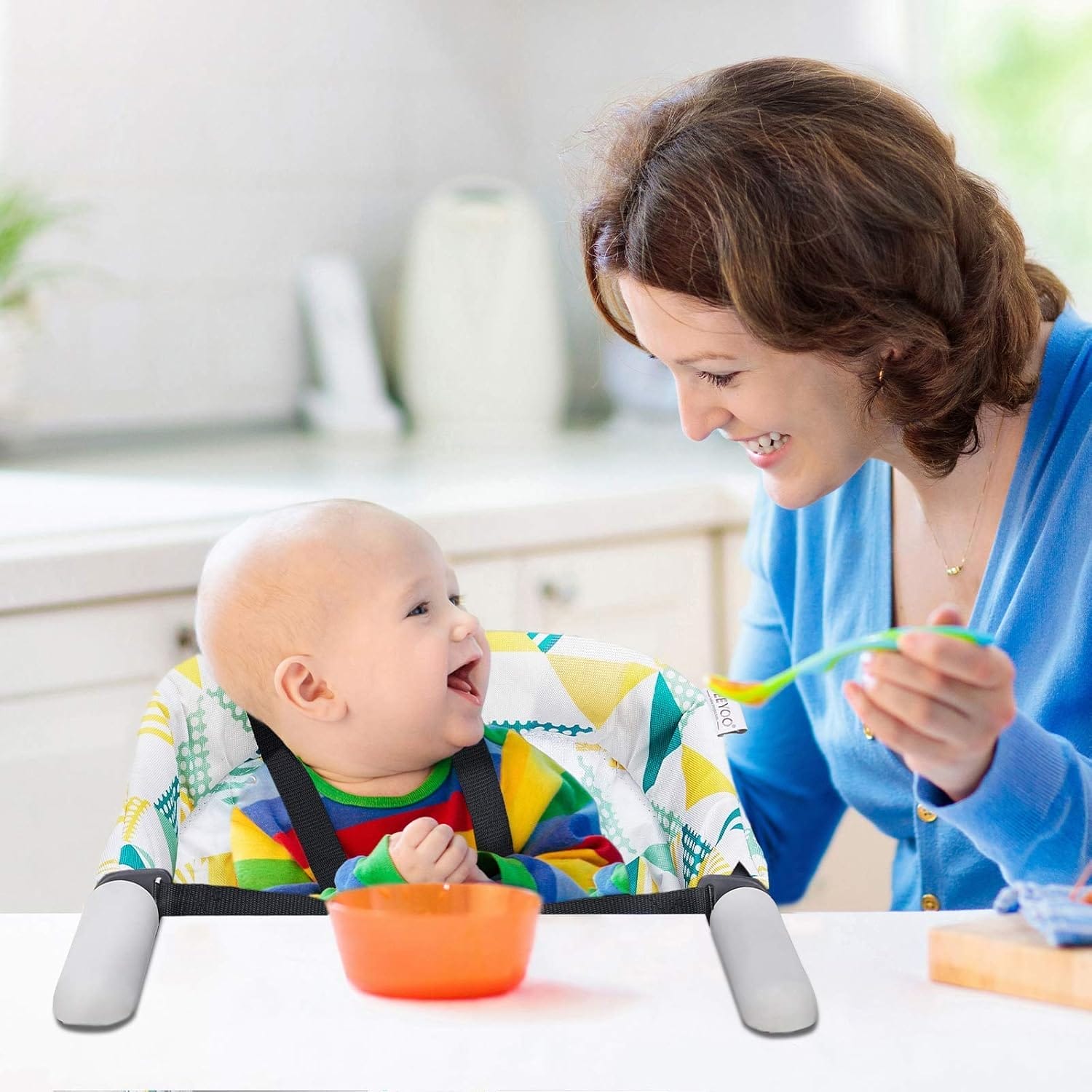 Hook On Chair, VEEYOO Clip On High Chair Folding Fast Table Chair with Storage Bag, Portable Baby Feeding Seat Attach to Table for Home and Travel - Image 2