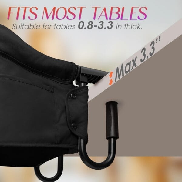 Hook on High Chair,Portable Foldable High Chair for Babies 6-36 Months, Includes Storage Bag (Black) - Image 4