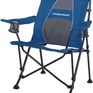 STRONGBACK Camping Chair Guru Heavy Duty Camping Chairs with Lumbar Suppor - Backpack Folding Camp Chair - Navy