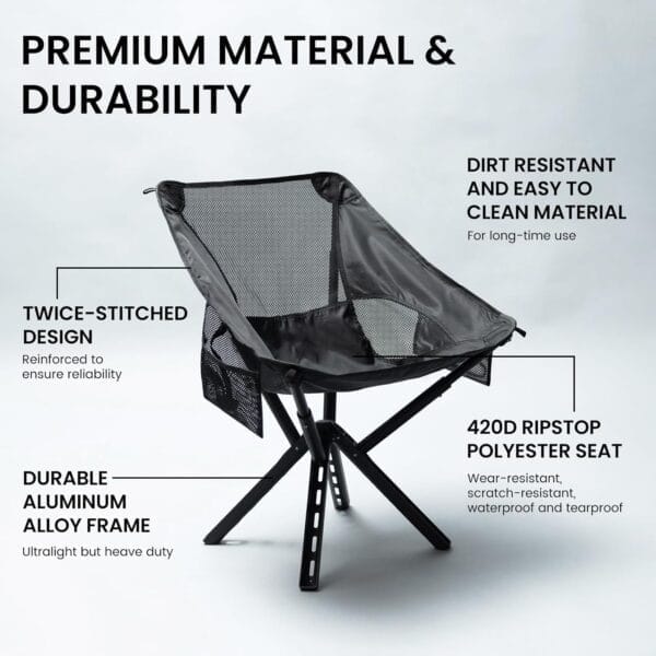 Sitpack Backpacking Chair, 5S Quick Set-up Lightweight Portable Camping Chair Folding Compact Small Beach Seat for Adults with Aluminum Frame & Carry Bag for Outdoor Hiking Travel Fishing - Image 5