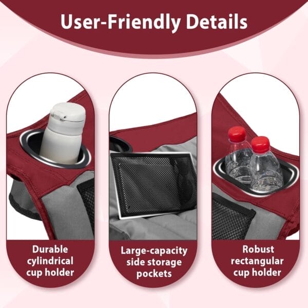 Oversized Camping Chair, Portable Folding Camping Chairs with Side Pocket, Cup Holder and Carry Bag, Heavy Duty Outdoor Camping Chairs for Adults, Fishing, Sports, Trip, up to 400lbs, Style 3 - Image 6