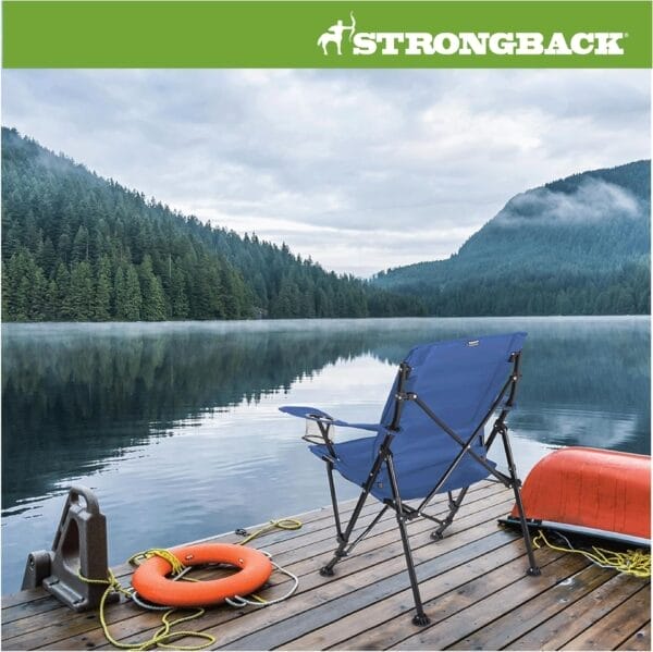 STRONGBACK Camping Chair Guru Heavy Duty Camping Chairs with Lumbar Suppor - Backpack Folding Camp Chair - Navy - Image 5