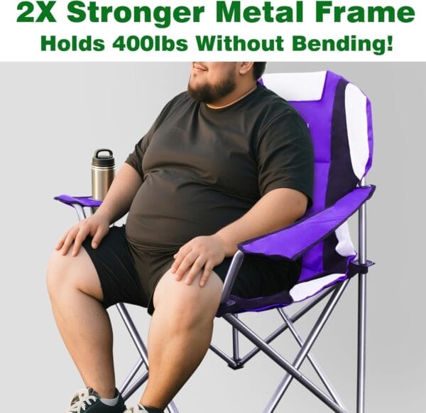 AMAGABELI GARDEN & HOME Camabel Folding Camping Chairs Outdoor Lawn Chair Padded Sports Lightweight Foldable Chairs - Image 5