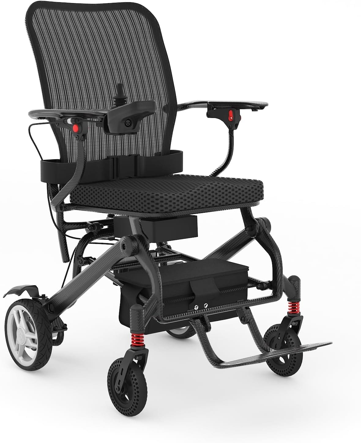 30lbs Carbon Fiber Electric Wheelchair for Adults, 15 Miles Ultra Lightweight Foldable Motorized Wheelchair,Intelligent Travel Power Wheelchair, Portable Airline Approved,Black
