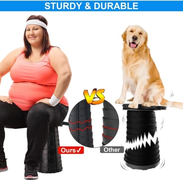 Upgraded Foldable Stool Thickened, Portable Collapsible Stool Retractable Stool for Fishing, Hiking Tours, BBQ, Parties, Outdoor Activities (Black) (1) - Image 4