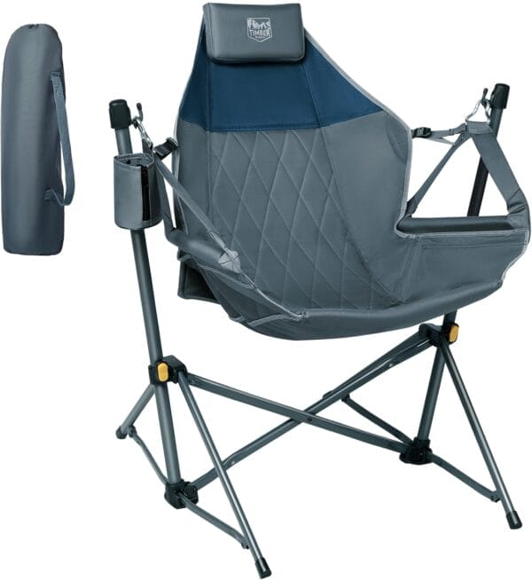 TIMBER RIDGE Hammock Camping Chair with Adjustable Backrest, Heavy Duty Folding Hammock Chair Supports 300lbs, Portable Hammock Chair for Camping, Travelling and Patio, Blue - Image 4