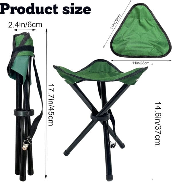 Travel Folding Camping Stool, 14.6 inches Tripod Chair and Maximum weight 300 lbs Outdoor Portable Party Chair Fishing Chair Seat for Camping Fishing Hiking Gardening and Beach Garden Painting - Image 3