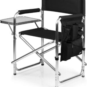ONIVA - a Picnic Time brand - Sports Chair with Side Table, Beach Chair, Camp Chair for Adults, (Black)