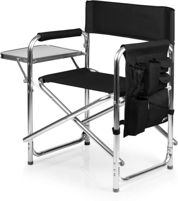 ONIVA - a Picnic Time brand - Sports Chair with Side Table, Beach Chair, Camp Chair for Adults, (Black)