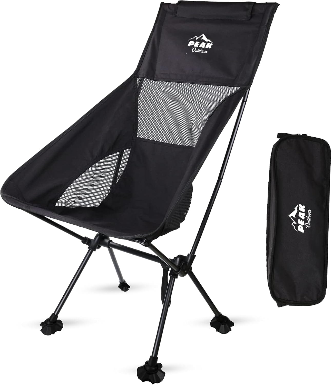 Peak Outdoors Backpacking Chair Lightweight Camping Chair – High Back Ultralight Folding Camp Chair with Storage Bag, Compact Portable Tall Hiking Chair and Beach Chair