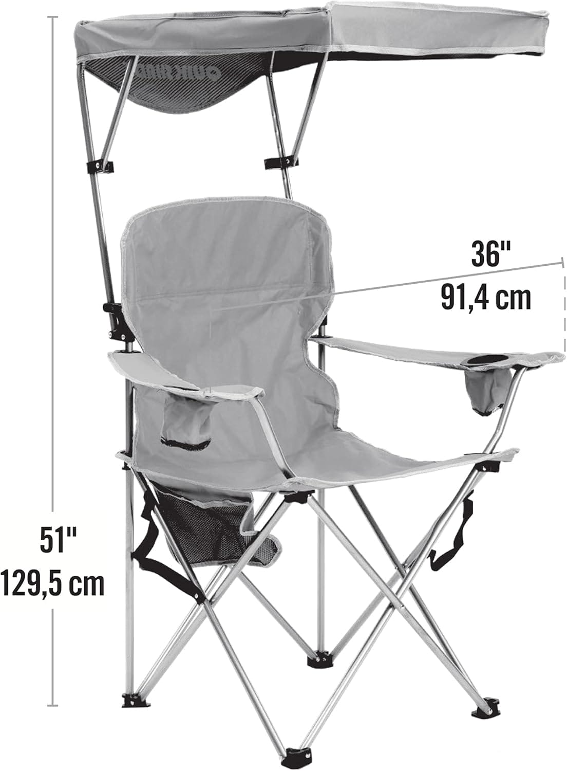 Quik Shade Full Size Shade Folding Chair for Camping, Polyester, Arm Rest|Foldable, Royal Blue, 2'L x 3'W x 4.3'H (160048DS) - Image 3
