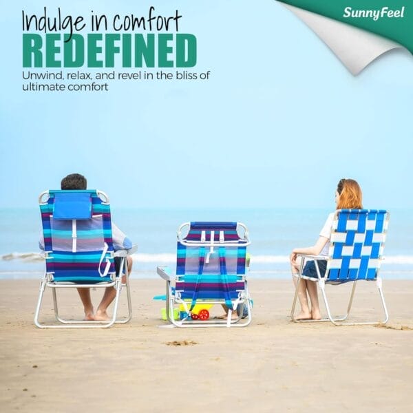 SUNNYFEEL Oversized Tall Folding Beach Chair Lightweight, 17" Portable Sand Chair for Adults Heavy Duty 500 LBS with Cup Holders, Foldable High Camping Lawn Chairs for Camp/Outdoor/Picnic/Sports - Image 4