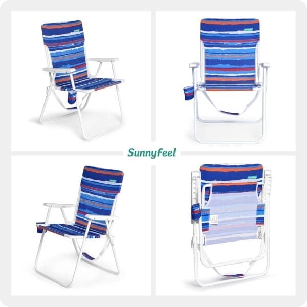 SunnyFeel 15" Tall Folding Beach Chair, Oversized Portable High Seat Sand Chair for Adults Heavy Duty 300 LBS, Foldable Camping Lawn Chairs for Camp/Outdoor/Travel/Picnic/Concert/Sports - Image 7