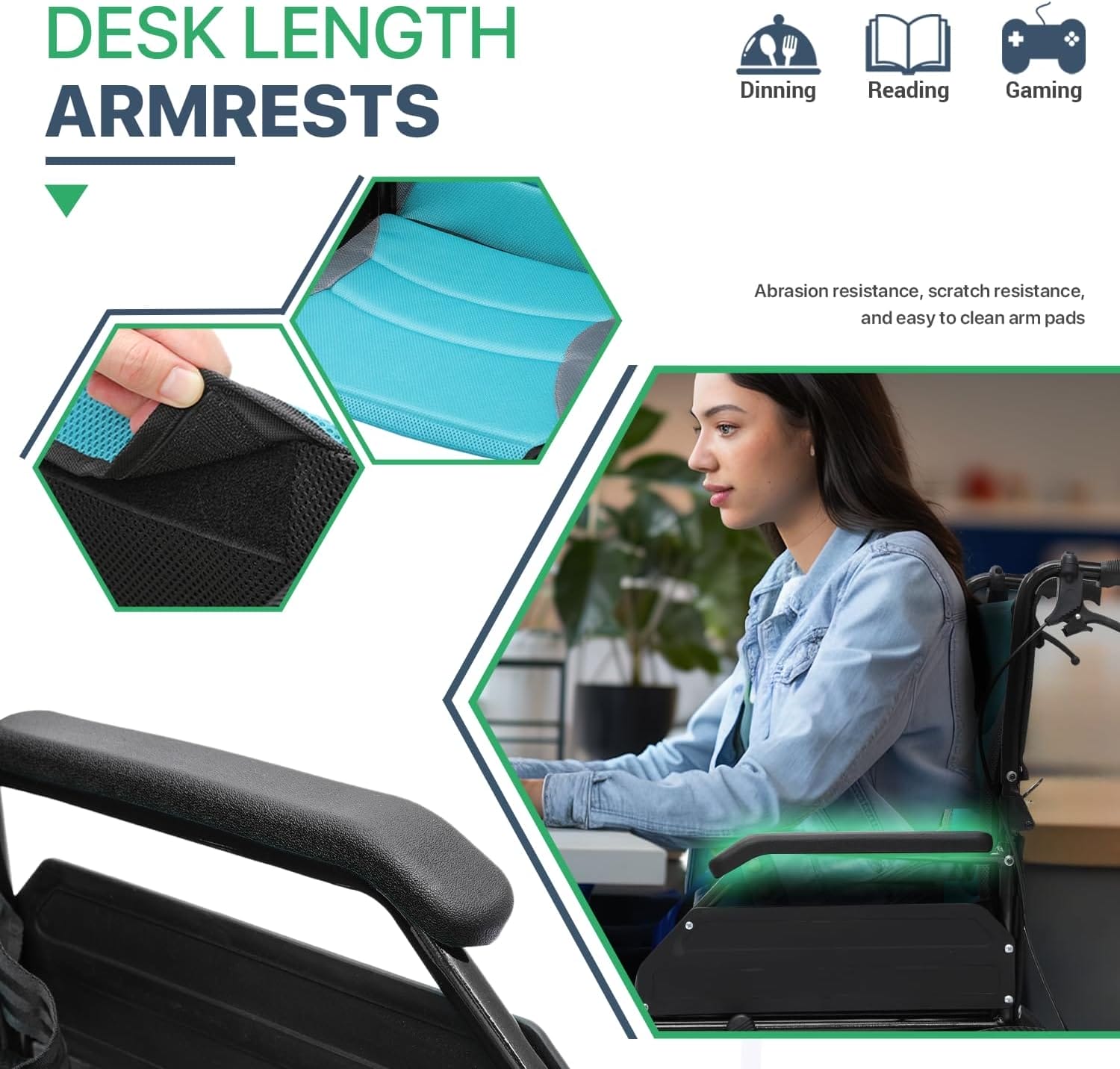 Magshion Foldable Transport Wheelchair for Adults 250 Lbs, Lightweight Transport Chair for Seniors, Portable Wheel Chair with Removable Cushion, Push-to-Lock & Hand Brakes, 17.5" Seat (Black Frame) - Image 5