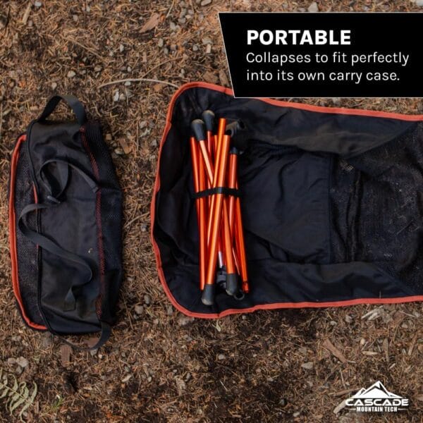 Cascade Mountain Tech Outdoor High Back Lightweight Camp Chair with Headrest and Carry Case - Black - Image 5
