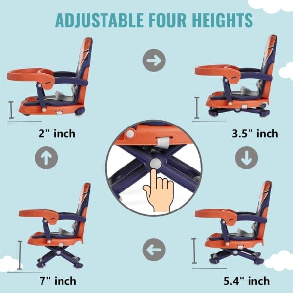 Dream On Me Munch N Go Booster Seat for Dining Table, Lightweight Compact Fold Travel Booster Seat, 3-in-1 Convertible, Four Level Height Adjustment and Easy Tray Removal - Image 4