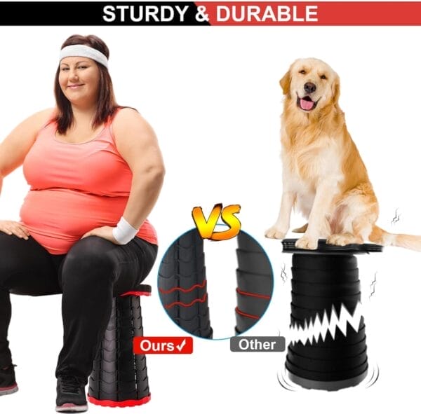 Upgraded Foldable Stool Thickened Set of 2, Portable Collapsible Stool Retractable Stool, Foldable Portable Collapsible Chair for Fishing, Hiking Tours, BBQ, Parties, Outdoor Activities (Red) - Image 4