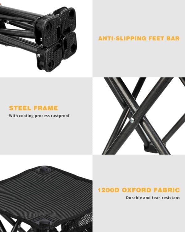 KingCamp Camping Stool Small Protable Folding Stool Mini Lightweight Backpacking Slacker Chair for Outdoor Camping Hiking Fishing Traveling Picnic - Image 4