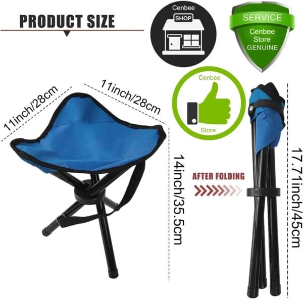 Travel Folding Camping Stool, (Sol·d by→Cenbee) Use Height 14" and Max Weight 300 lbs Outdoor Portable Party Chair Fishing Chair Seat for Camping Fishing Hiking Gardening and Beach Painting - Image 2