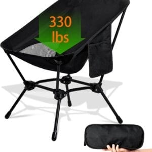 Ultralight Portable Camping Beach Chairs Compact Folding Lawn Chair Outdoor Lightweight Backpack Camp Chair for Adults Backpacking Chair with Pocket for Outside Travel Picnic & Hiking, Support 330 LBS