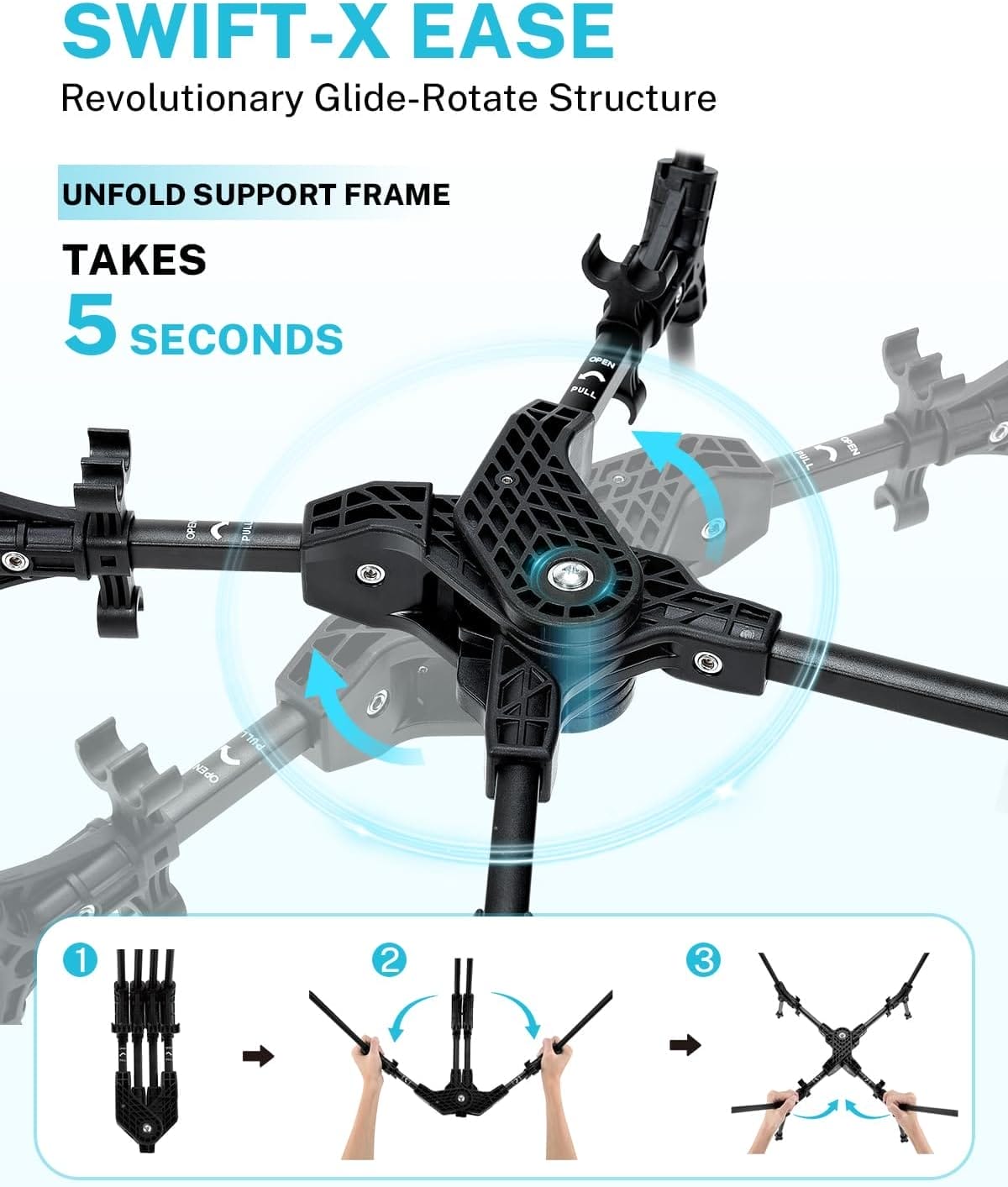 Gonex Portable Camping Chair, The 5th Gen Ultralight Compact Backpacking Foldable Lightweight Folding Chair for Outdoor Camp Hiking Beach Picnic Concert, Supports 330lbs (Black,1PCS) - Image 3