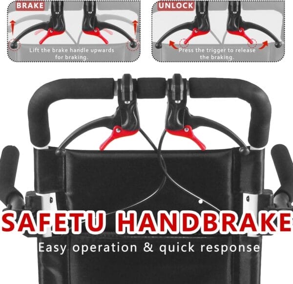 Ultra-Lightweight Portable Transport Wheelchair Foldable Travel Wheelchairs with Handbrake for Adults and Seniors（White） - Image 3