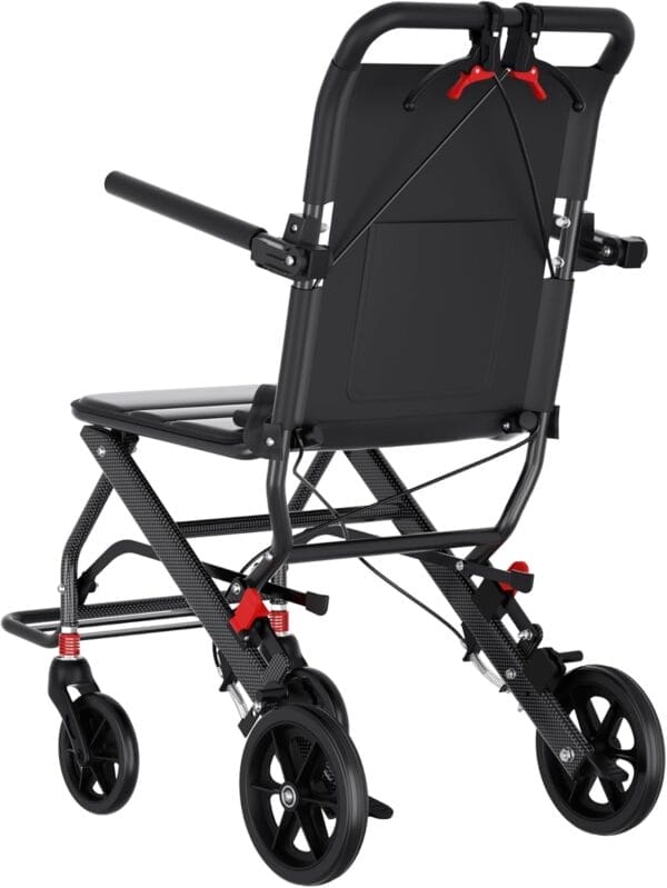 (Only 15lbs) Portable Wheelchair Lightweight Foldable, with Telescopic Handle & Storage Bag & Hand Brake, Transport Travel Wheelchair for Adults - Image 4
