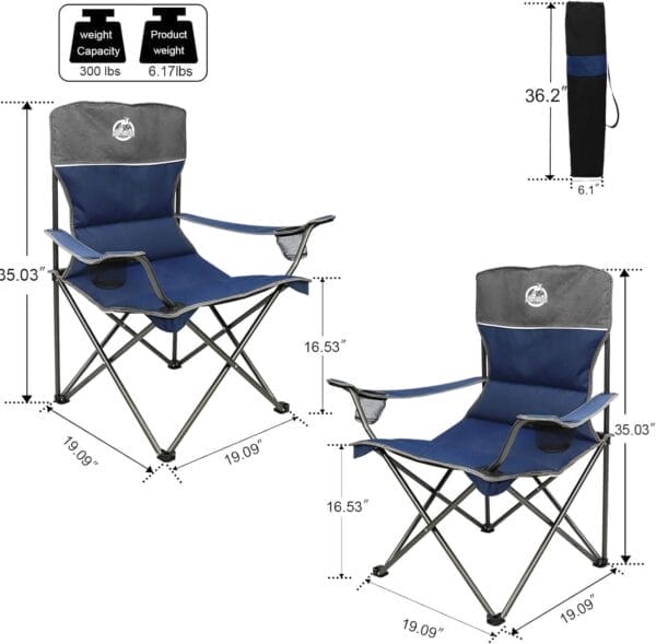 Folding Camping Chair Set of 4,Portable Collapsible Conversation Set w/1 Sofa,2 Single Chairs and 1 Table for Family Patio,Outdoor Travel,Beach(Blue) - Image 4