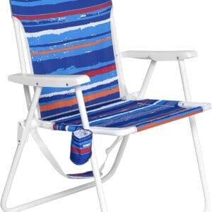 SunnyFeel 15" Tall Folding Beach Chair, Oversized Portable High Seat Sand Chair for Adults Heavy Duty 300 LBS, Foldable Camping Lawn Chairs for Camp/Outdoor/Travel/Picnic/Concert/Sports