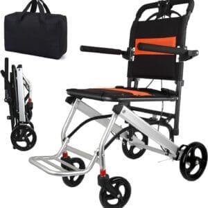 World's Lightest (Only 16lbs) Portable Transit Travel Wheelchair, Folding Transport Wheelchairs for Adults and Seniors Support 220lbs, Lightweight Aluminum Wheelchair for Elderly