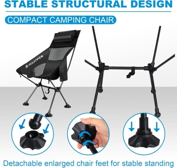 Portable Chairs, Ultralight Folding Camping Chair with Pillow Compact Folding Lawn Chairs for Camping, Travel, Hiking, Picnic and Adventures, Lightweight Chair Easy to Set up and Carry - Image 5