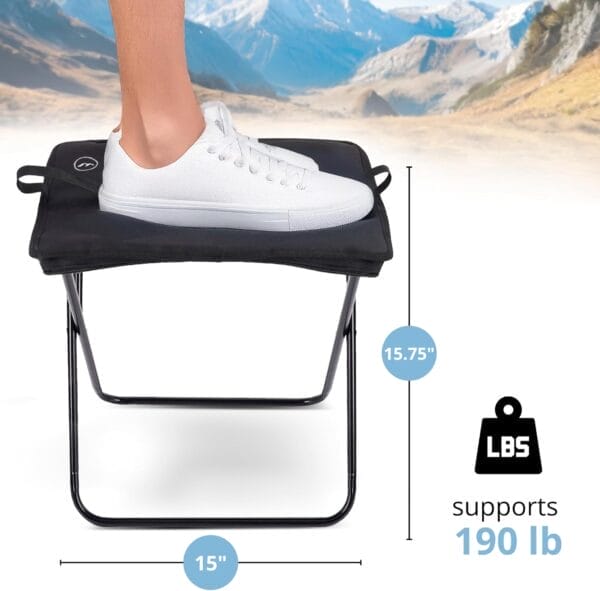 Tall Portable Stool - 15.75" Ultra-Lightweight Folding Stools for Adults & Kids - Black Stool for Camping, Hiking & More - Durable & Collapsible Pop Up Chair - Easy Setup Portable Stools for Adults - Image 3