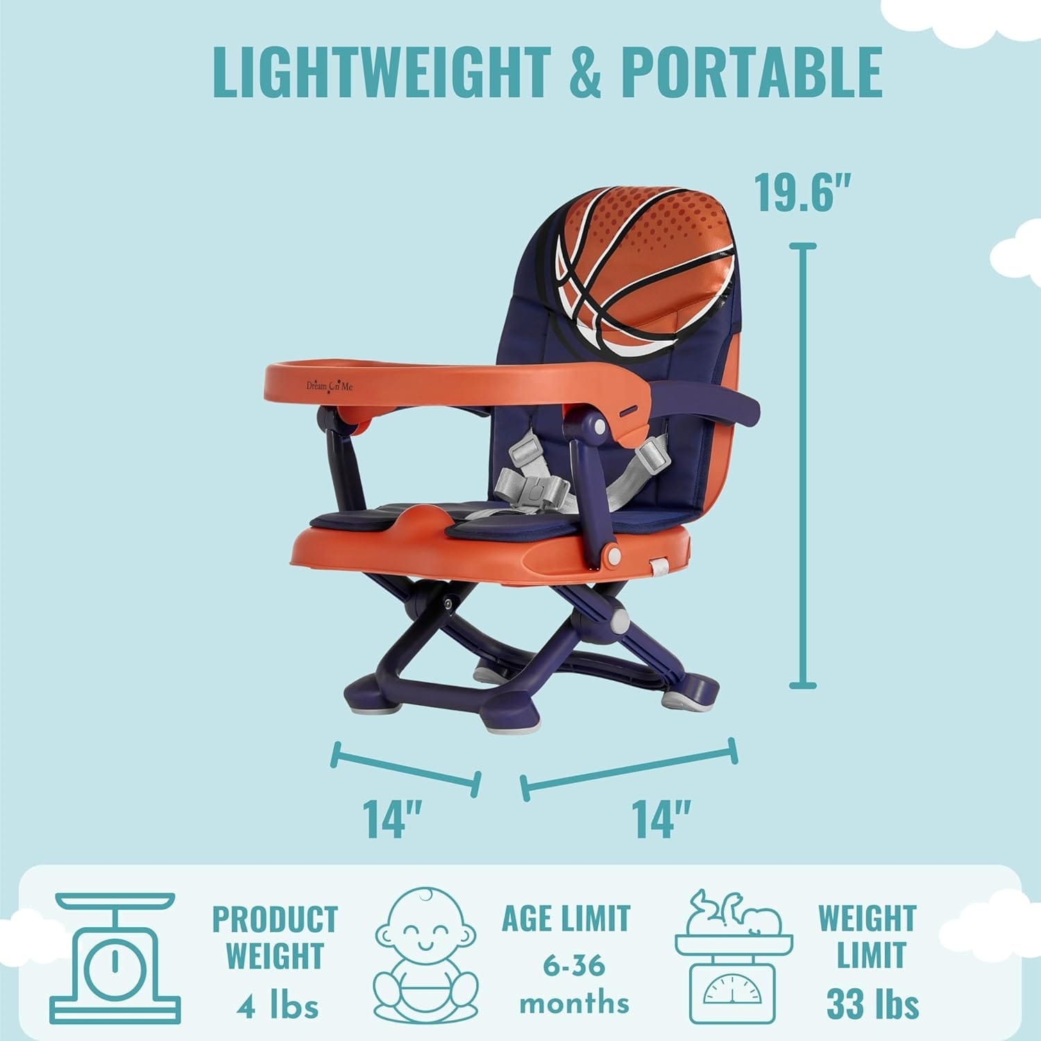 Dream On Me Munch N Go Booster Seat for Dining Table, Lightweight Compact Fold Travel Booster Seat, 3-in-1 Convertible, Four Level Height Adjustment and Easy Tray Removal - Image 2