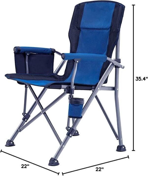 Camping Chair for Adults,Portable Folding Lawn Chair for Outside,Heavy Duty Camping Chair Support up to 330lbs,Collapsible Outdoor Beach Chair with Cup Holder(Navy Blue) - Image 3