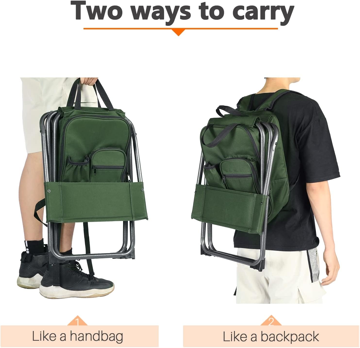 PORTAL Backpack Cooler Chair Fishing Chairs with Backrest Folding Camping Stool Compact for Outdoors Hiking Hunting Travel, Supports 225 lbs - Image 4