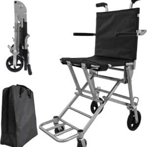 Transport Wheelchair Lightweight Foldable,Wheel Chair for Adults, with Foldable Handle,Airplane Cabin use,13.3lbs Portable Folding Travel Transfer Wheel Chairs for Seniors