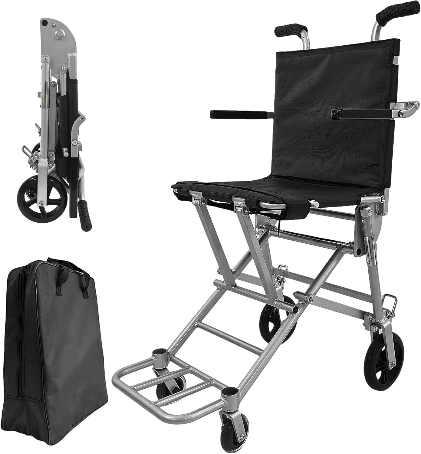 Transport Wheelchair Lightweight Foldable,Wheel Chair for Adults, with Foldable Handle,Airplane Cabin use,13.3lbs Portable Folding Travel Transfer Wheel Chairs for Seniors
