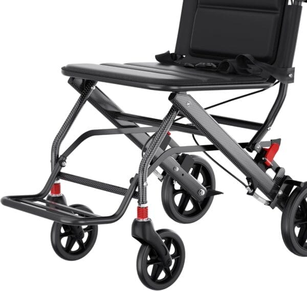 (Only 15lbs) Portable Wheelchair Lightweight Foldable, with Telescopic Handle & Storage Bag & Hand Brake, Transport Travel Wheelchair for Adults - Image 6
