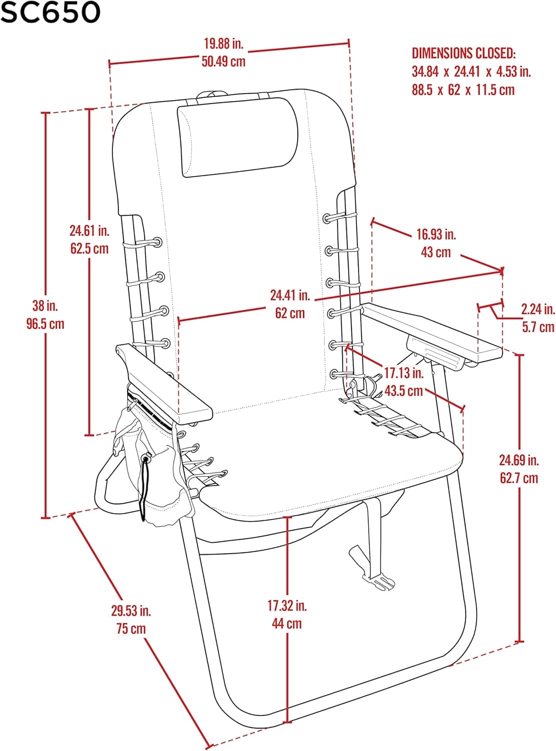 Tommy Bahama Hi-Boy 17" Seat Height 4-Position Lace-Up Suspension Folding Beach Backpack Chair, 1-Pack, Green and Blue Stripe - Image 2