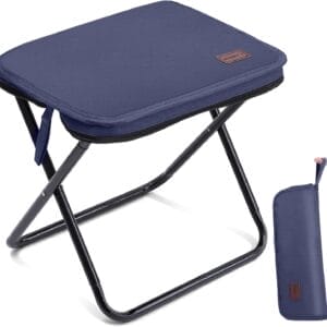 Portable Stool, 13 Inch Small Folding Stool for Adults, Ultralight Blue Camping Stools for Hiking and Fishing, Hold Up to 265 LBS