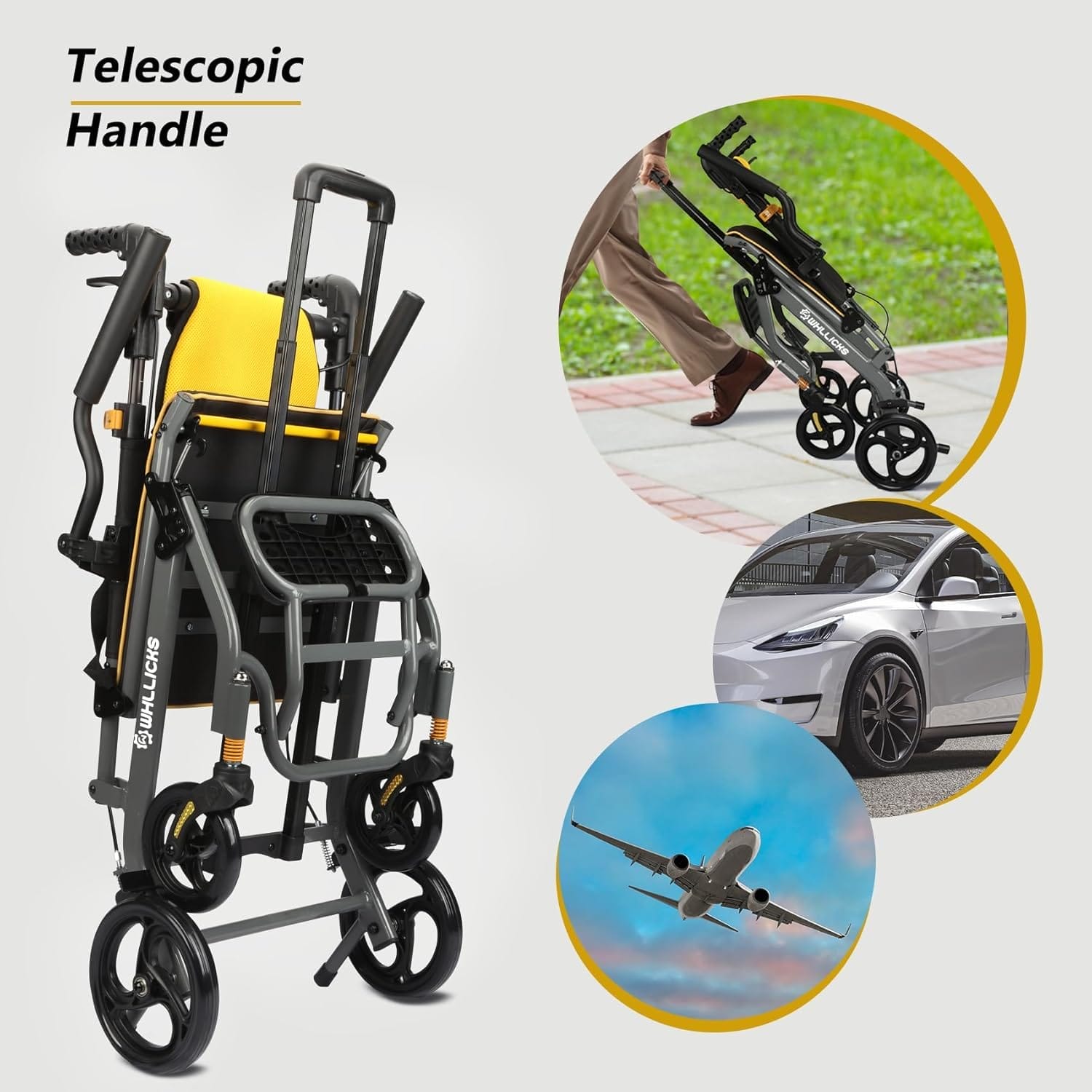 Wheelchairs for Adults Transport Chair Lightweight Foldable with Telescopic Handle, 19.4lbs Portable Folding Travel Wheel Chairs for Seniors - Image 2