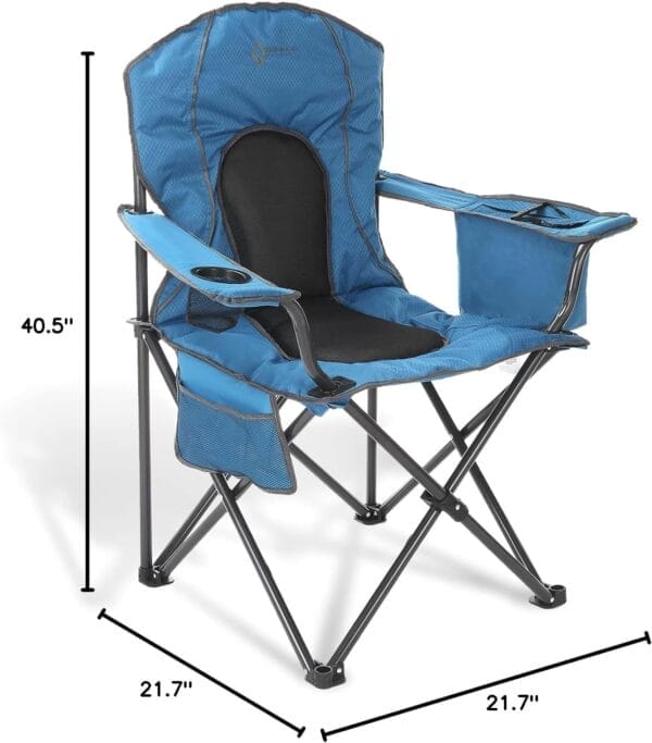 ARROWHEAD OUTDOOR Portable Folding Camping Quad Chair w/ 4-Can Cooler, Cup-Holder, Heavy-Duty Carrying Bag w/Easy Carry Shoulder Strap, Padded Armrests, Supports up to 330lbs, USA-Based Support - Image 3
